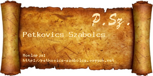 Petkovics Szabolcs névjegykártya