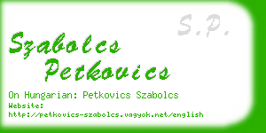 szabolcs petkovics business card